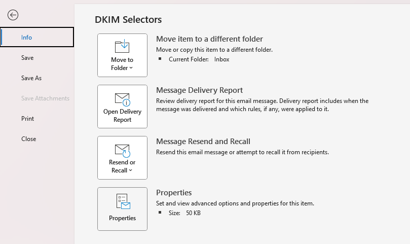 Sélecteur Outlook DKIM