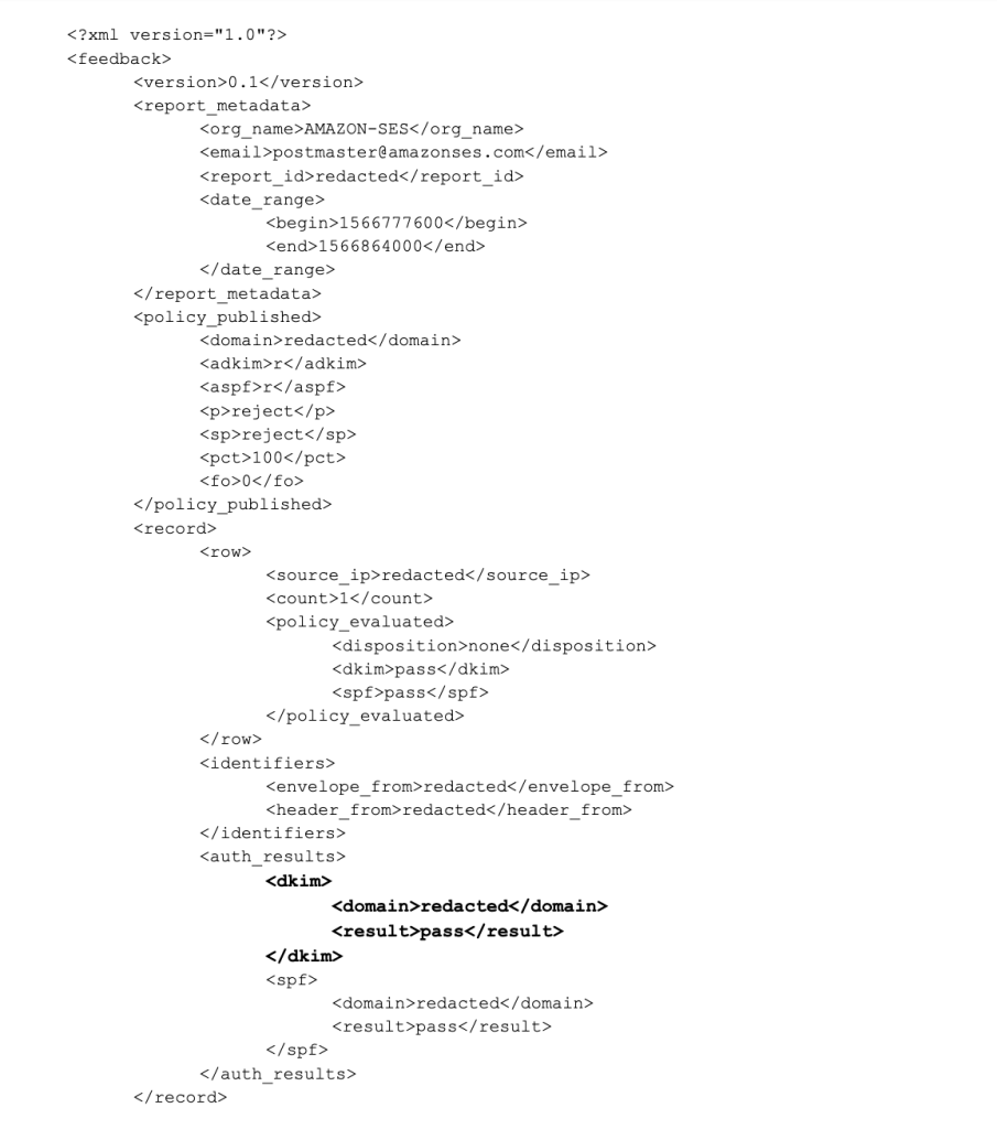 example of a DMARC report