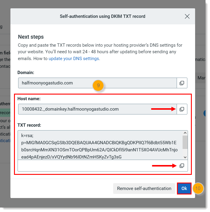 constant contact DKIM record dmarc