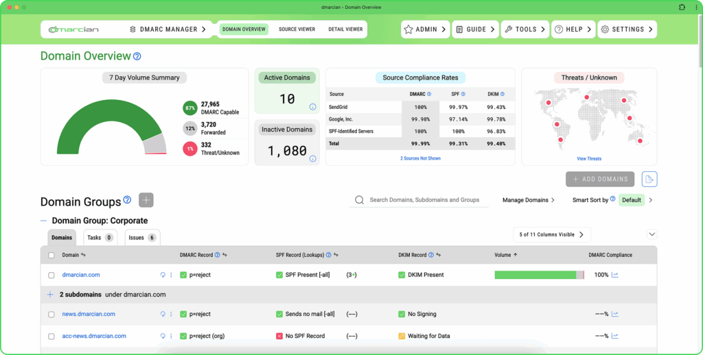 dmarcian progressive web app full view