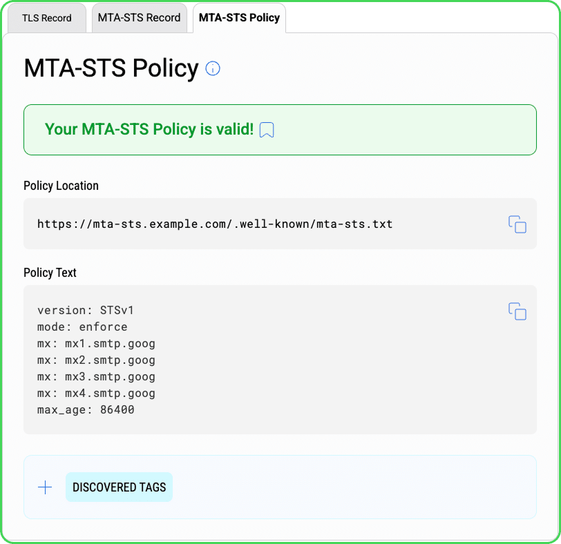 Google MTA-STS dmarc dmarcian
