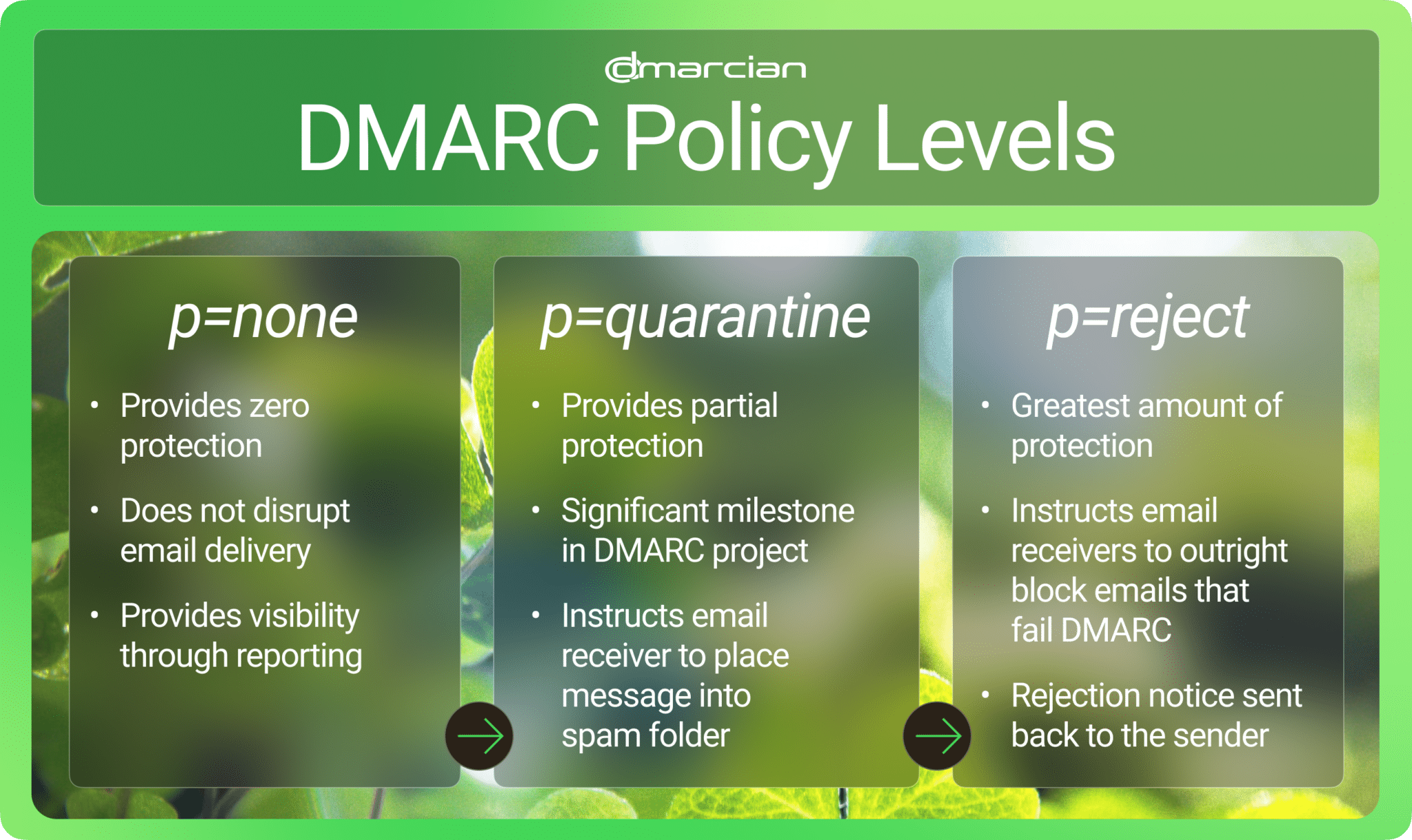 DMARCポリシーレベルの表 dmarcian